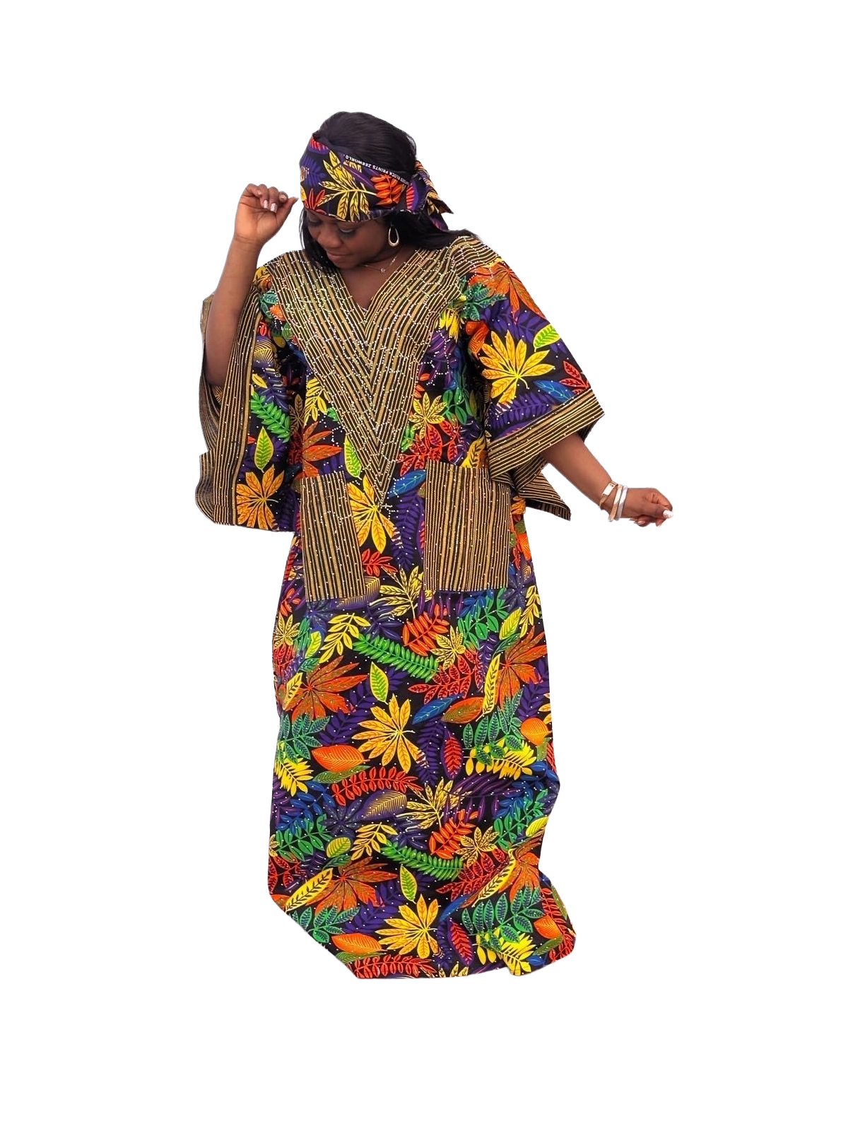 Elegant African Boubou Maxi Dress – Floral Edition