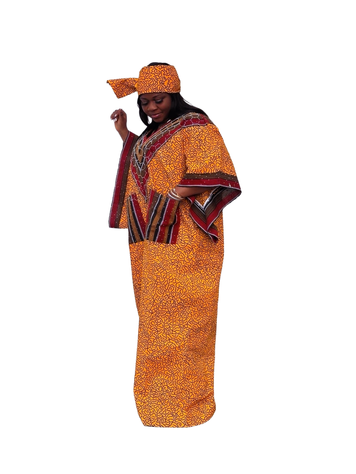 Elegant African Boubou Maxi Dress – Floral Edition