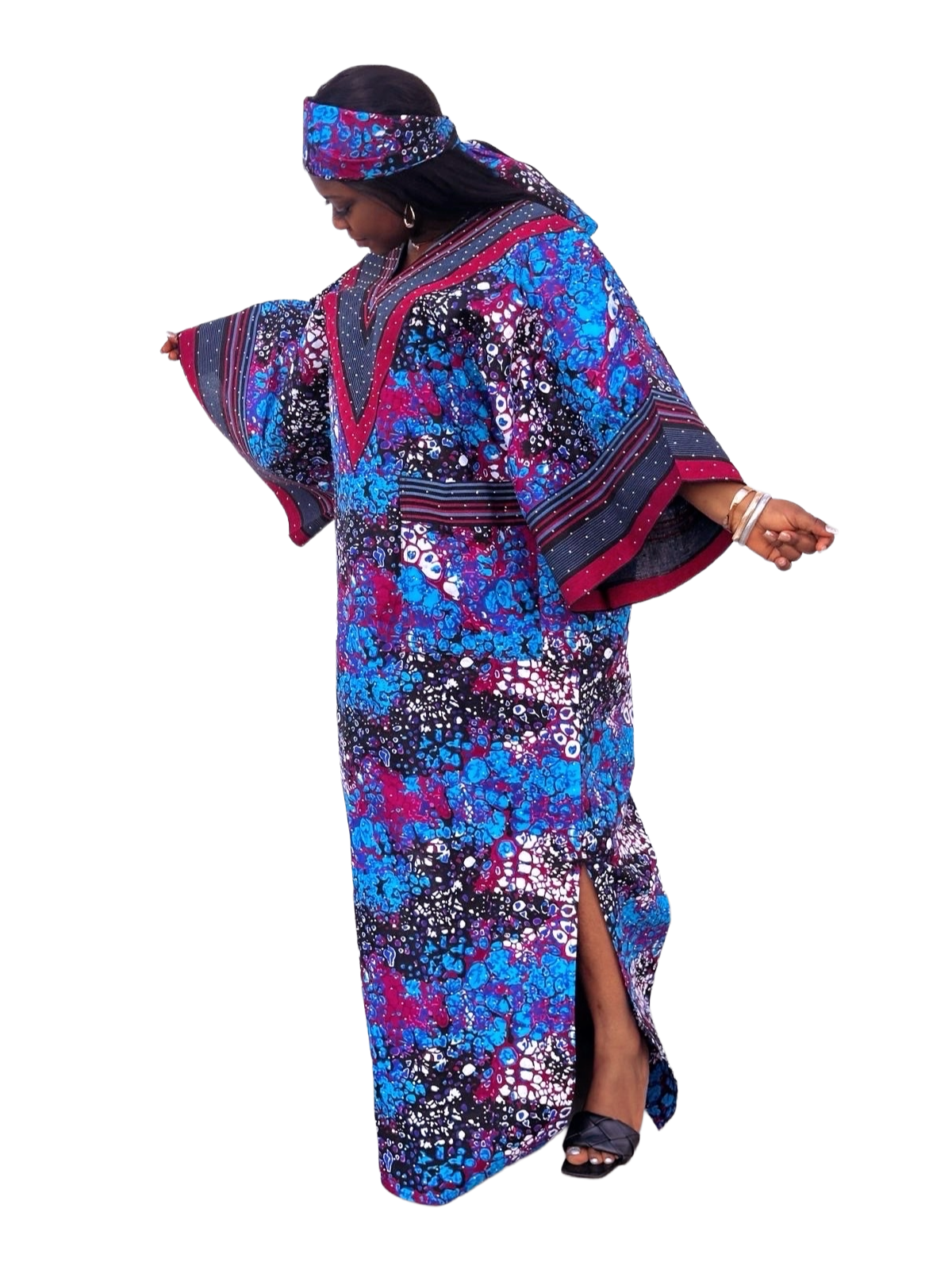 Elegant African Boubou Maxi Dress – Floral Edition