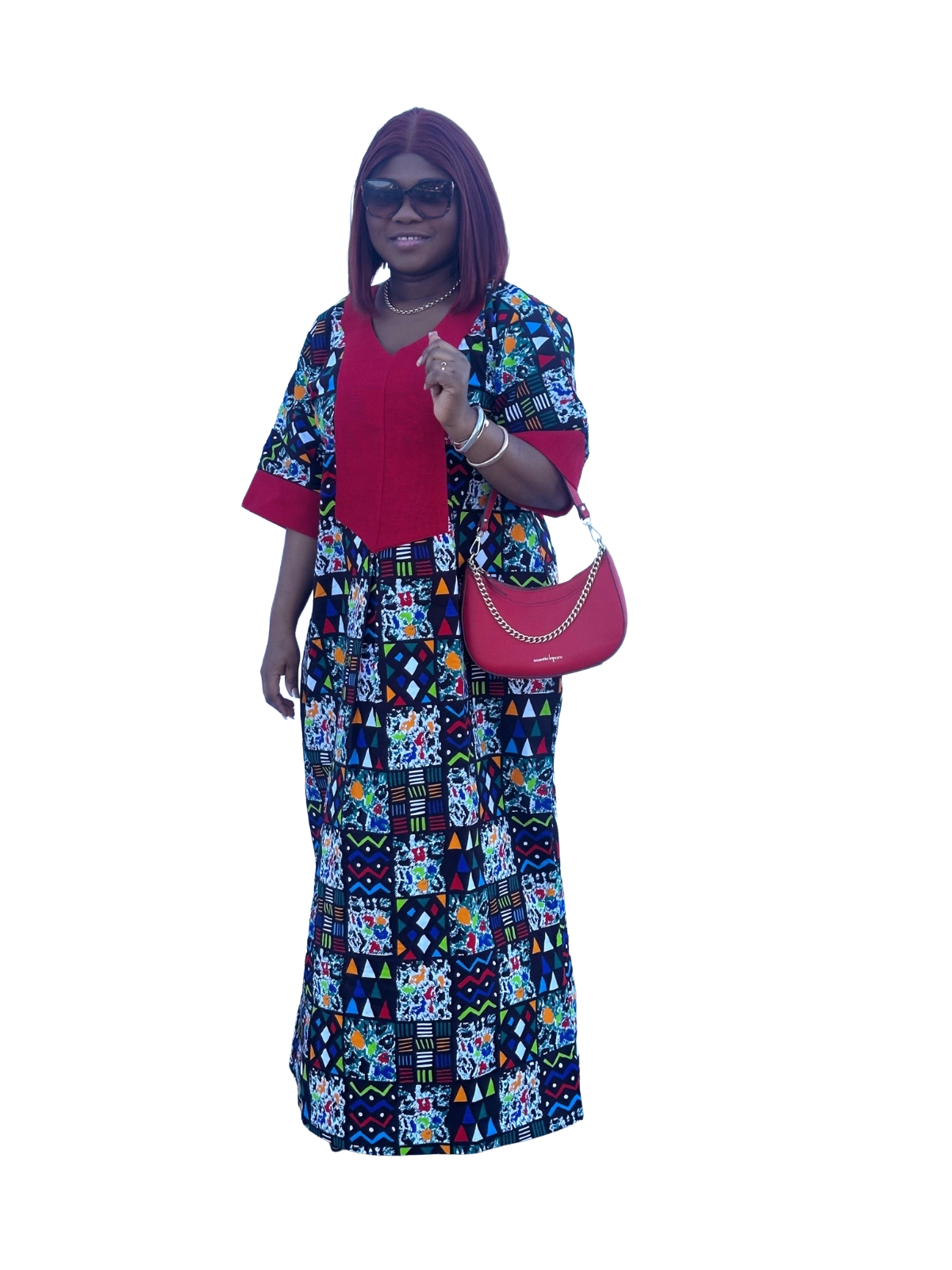 Elegant Afro Chic Maxi Dress – Burgundy Edition