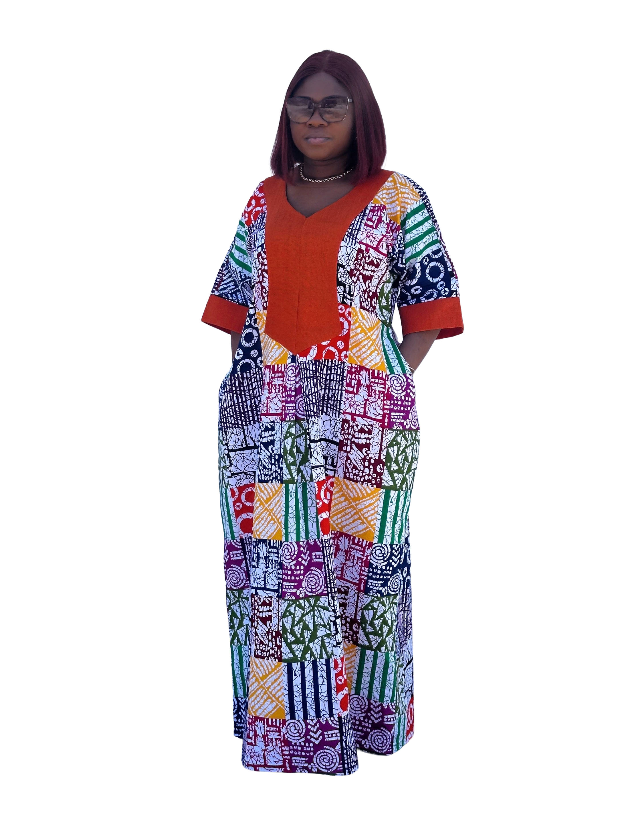 Elegant African Patchwork Maxi Dress