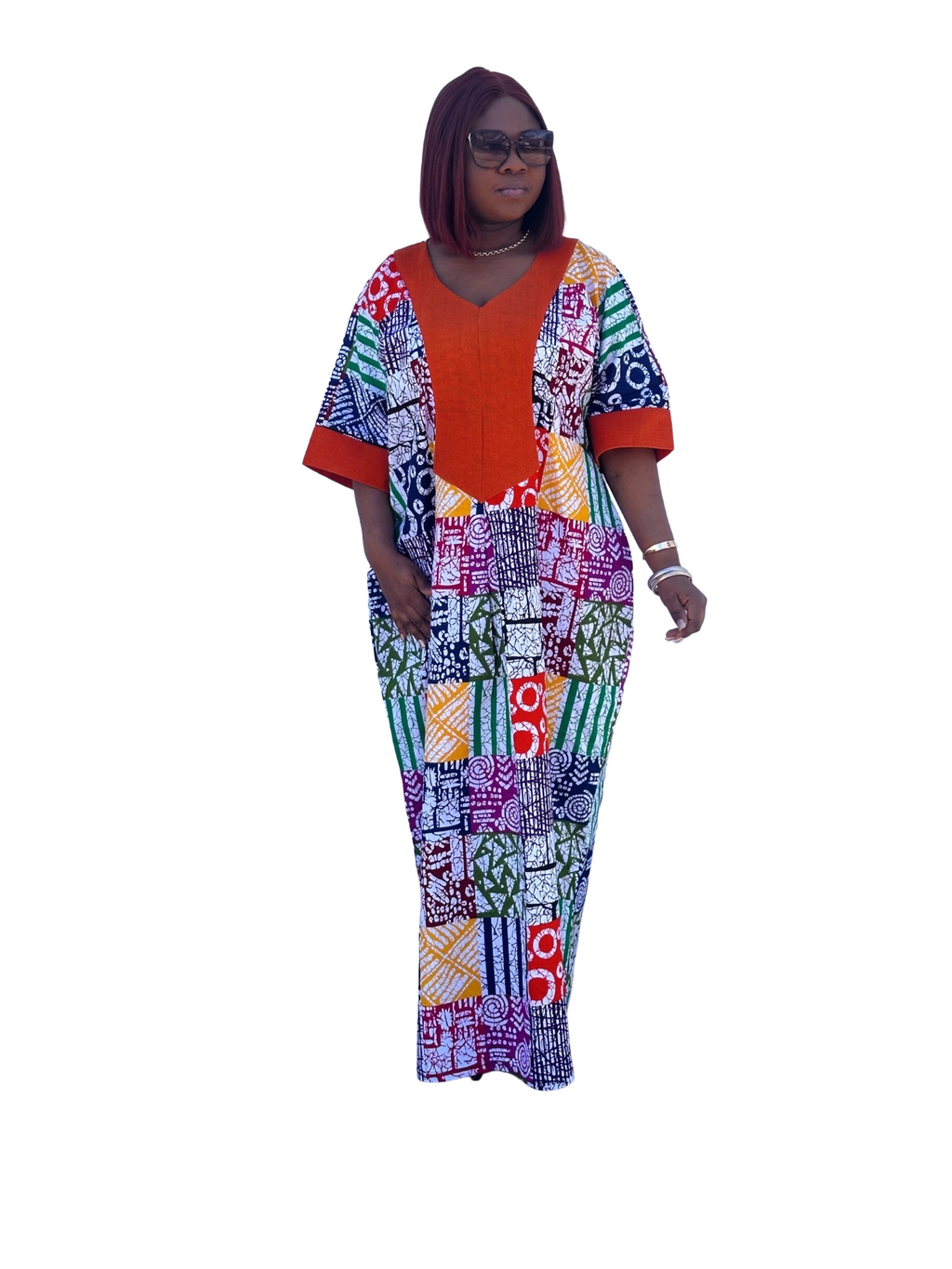 Elegant African Patchwork Maxi Dress